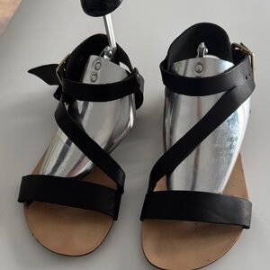 Elegant Black and Silver Women's Sandals